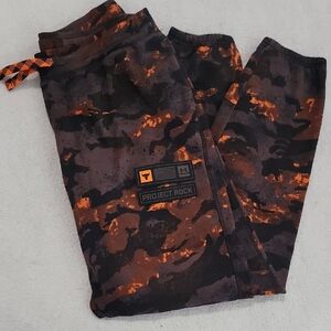 Under Armour Project Rock Camo Joggers - Black and Orange